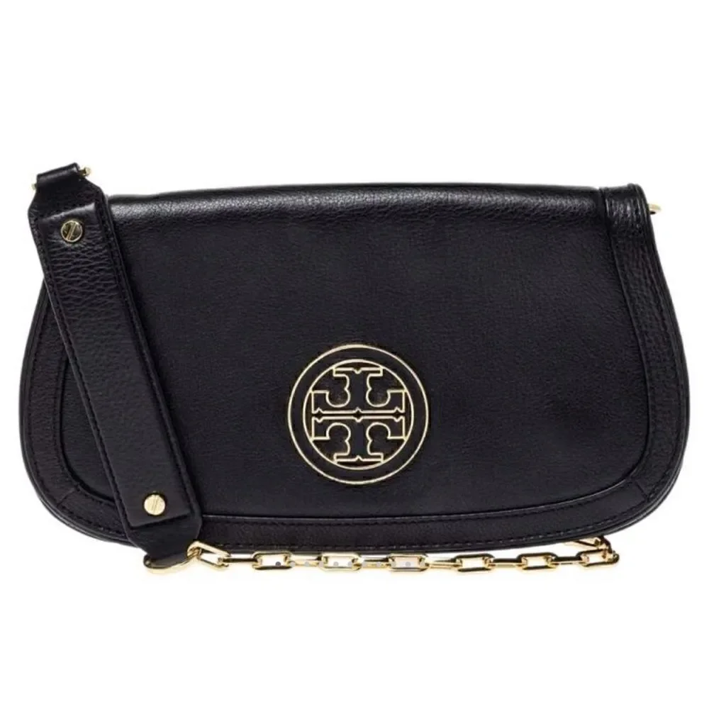 Tory Burch Black Leather Britten Crossbody Bag- No strap